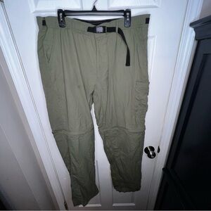 Alpine Design Men’s X Large Convertible Pants Green Zip Off Shorts Belt Nylon XL